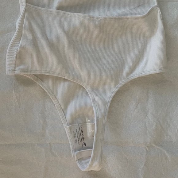 Free People Intimately, White Ribbed Fabric Bodysuit, Size: XS, NWOT/NEW - Picture 6 of 14